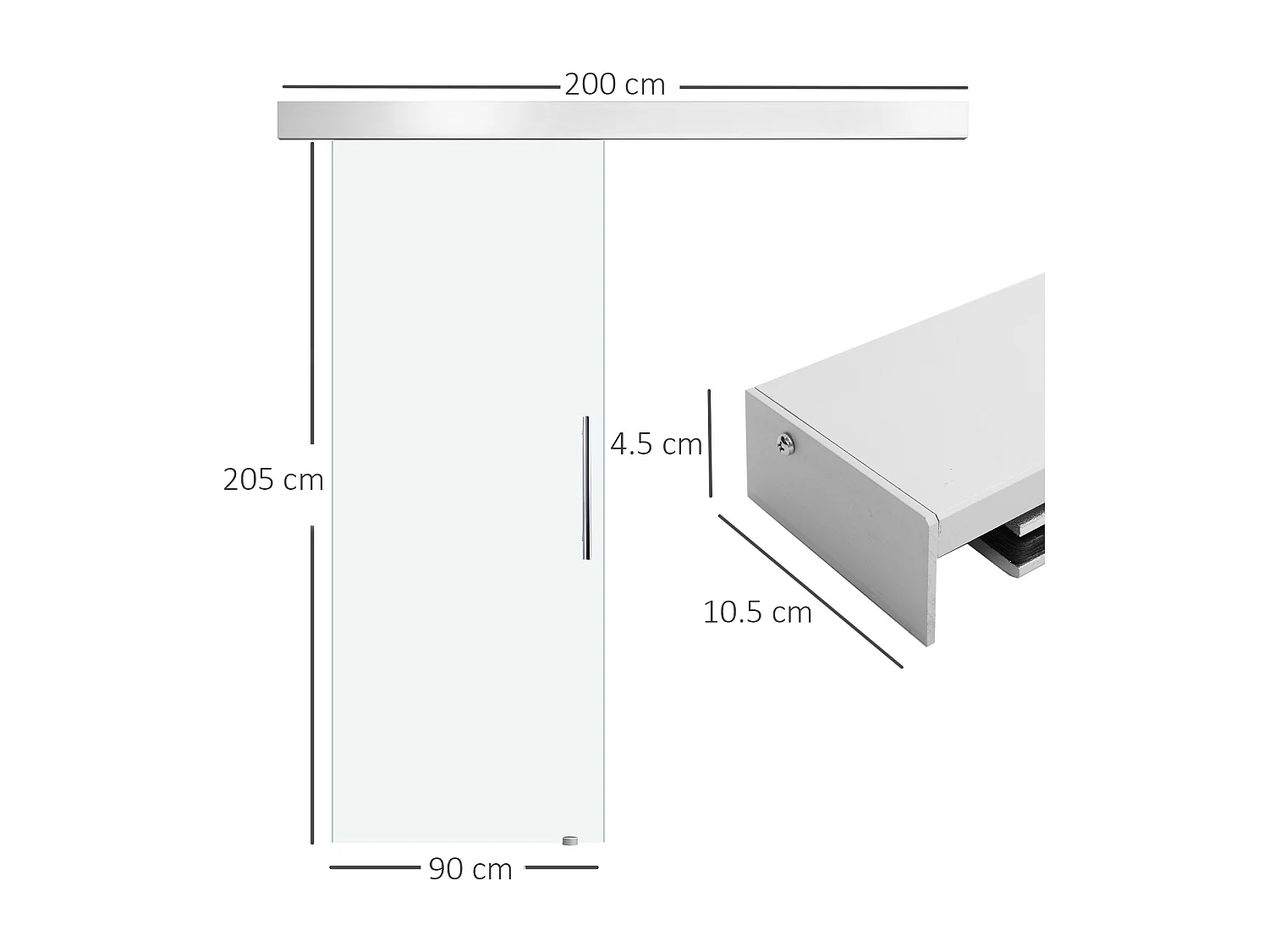 Porta scorrevole con maniglia per casa e ufficio in vetro satinato
