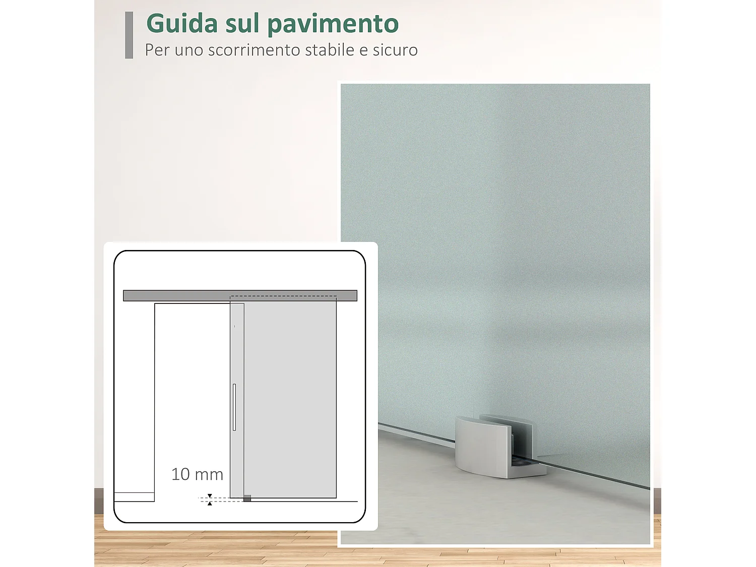 Porta scorrevole con maniglia per casa e ufficio in vetro satinato