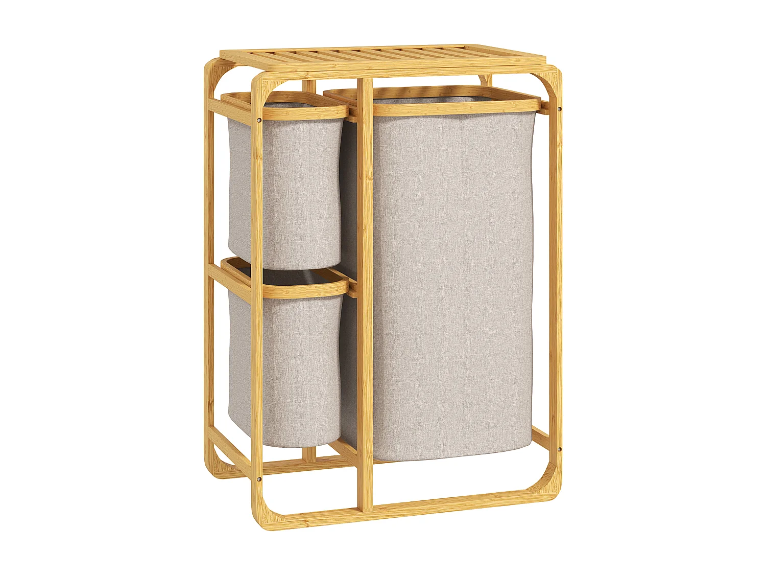 Cestino portabiancheria con 3 sacchi e ripiani estraibili in tessuto