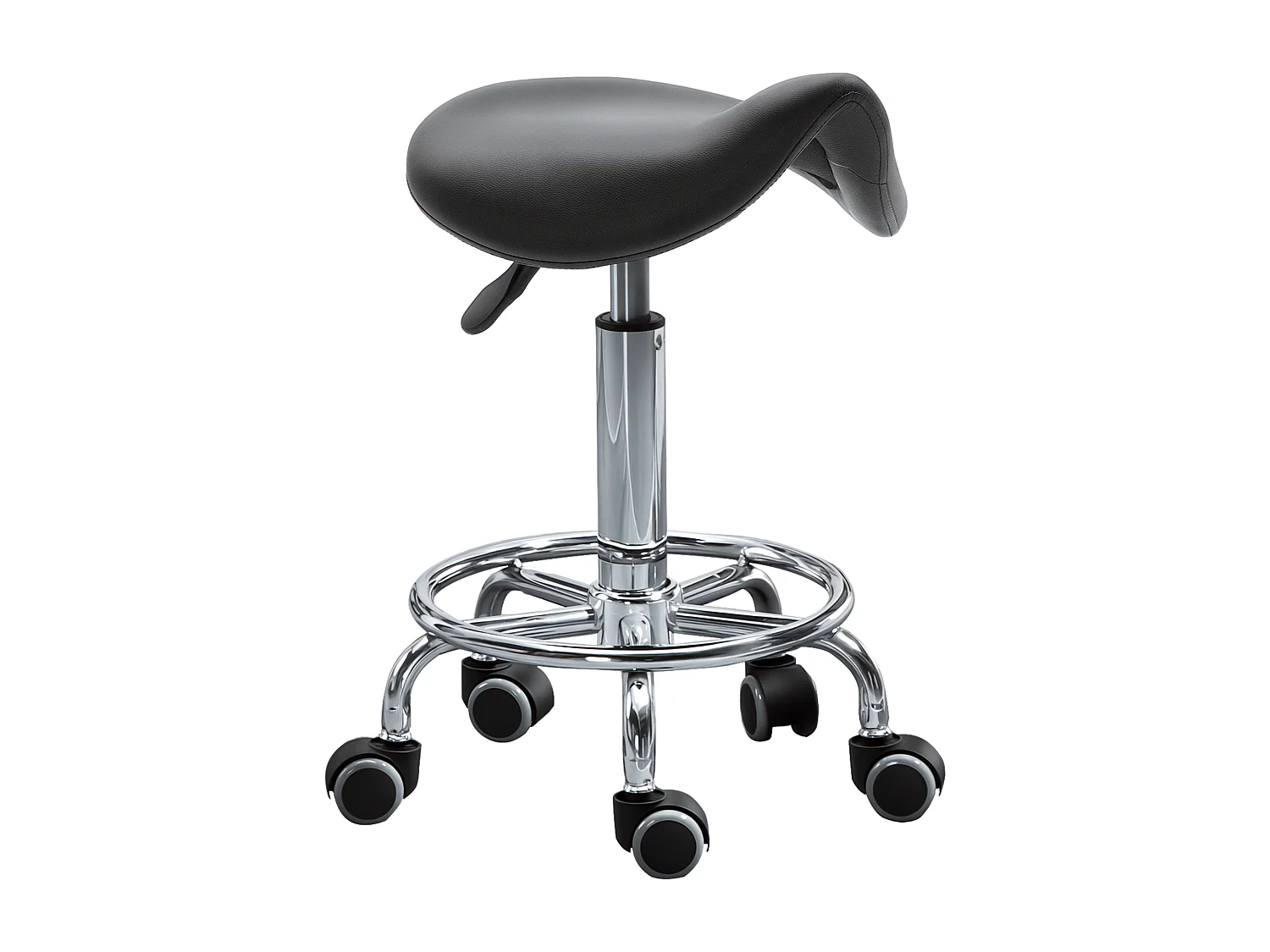 Sgabello imbottito con altezza regolabile e 5 rotelle nero