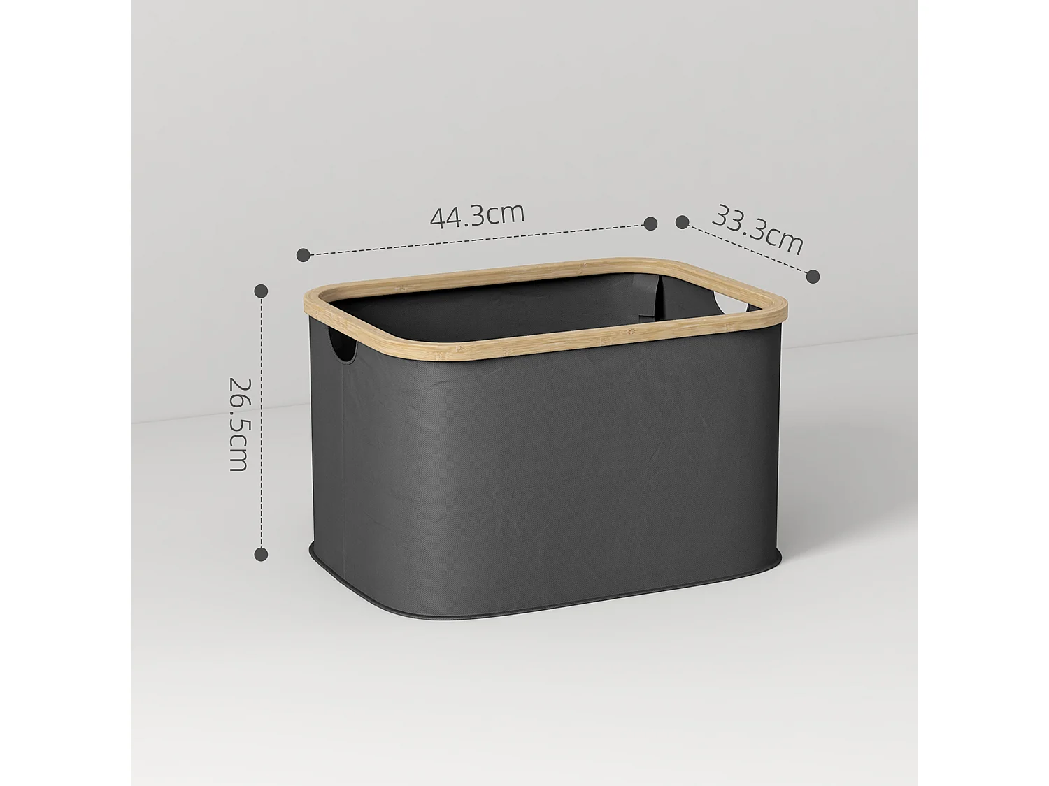 Cesto portabiancheria da 36 litri con maniglie in bambù nero
