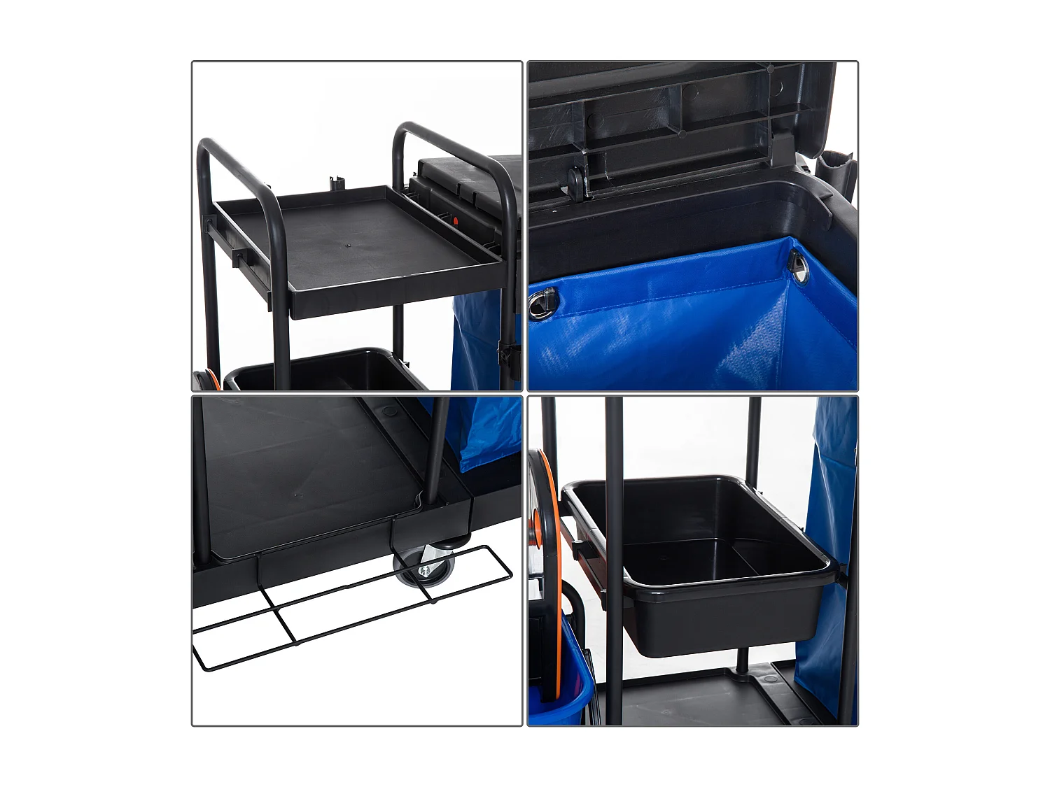 Carrello per Pulizie Professionale a Rotelle con 2 Secchi e Strizzatore