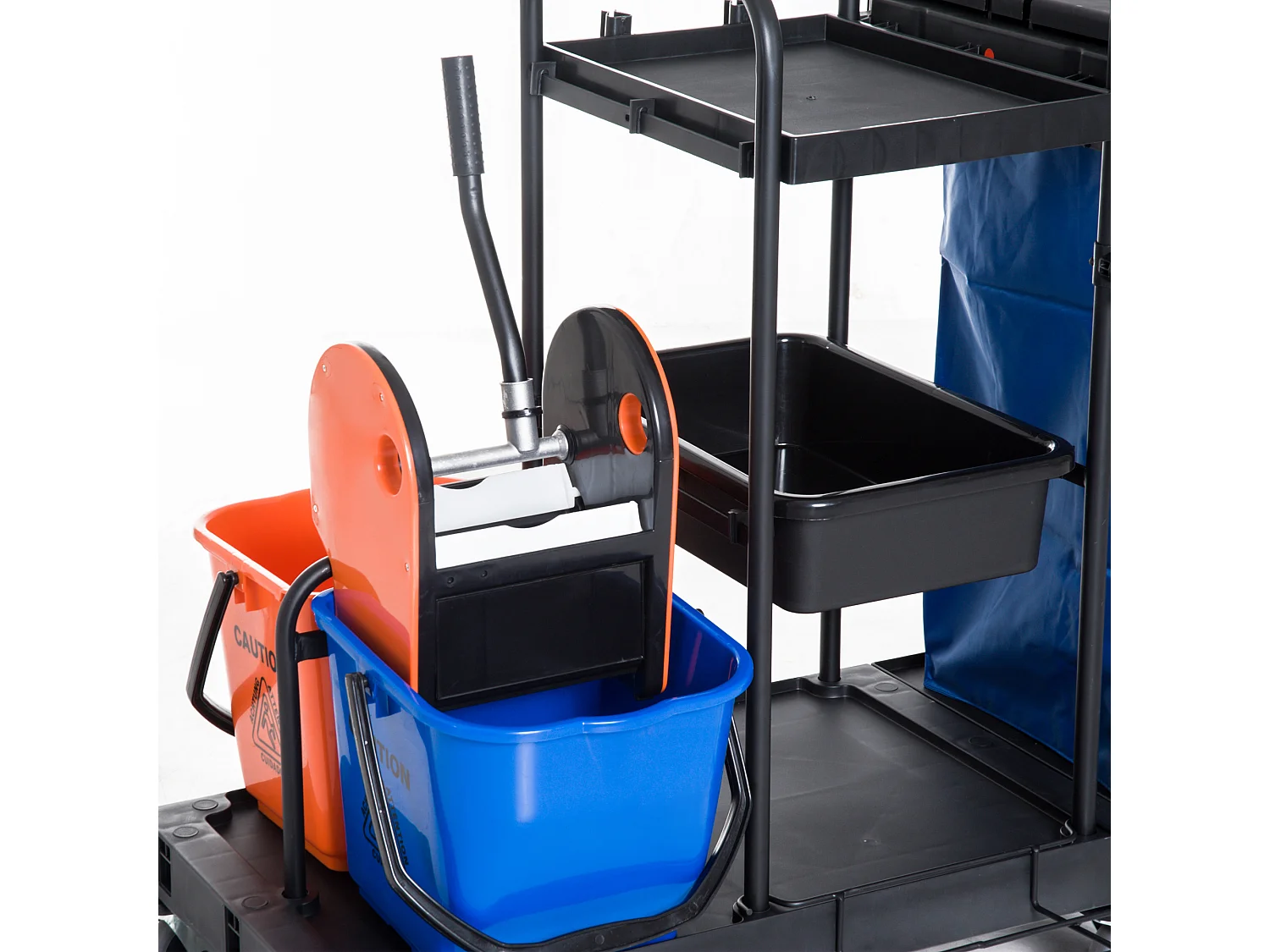Carrello per Pulizie Professionale a Rotelle con 2 Secchi e Strizzatore