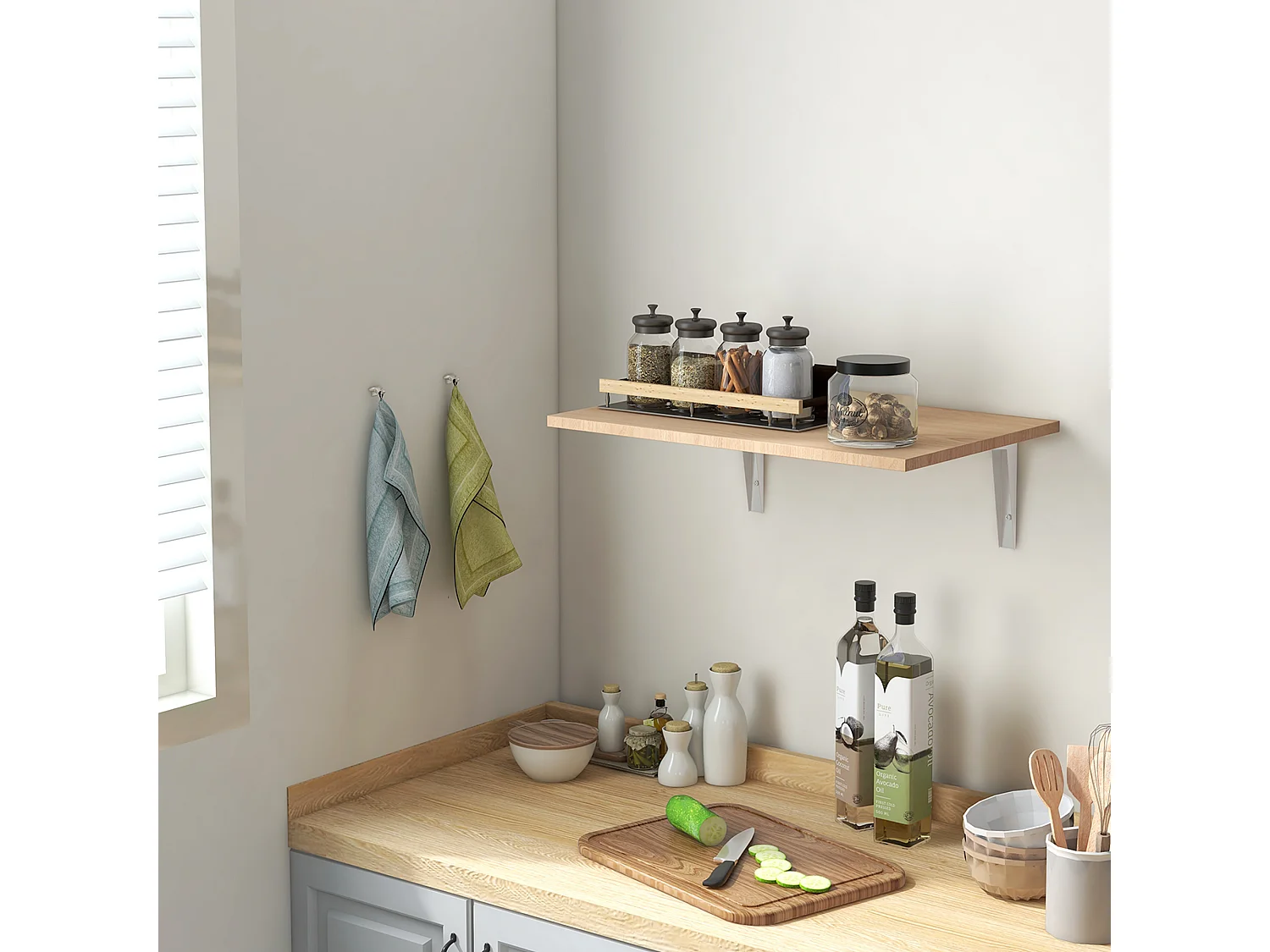 Tavolino a muro pieghevole salvaspazio per studio e cucina