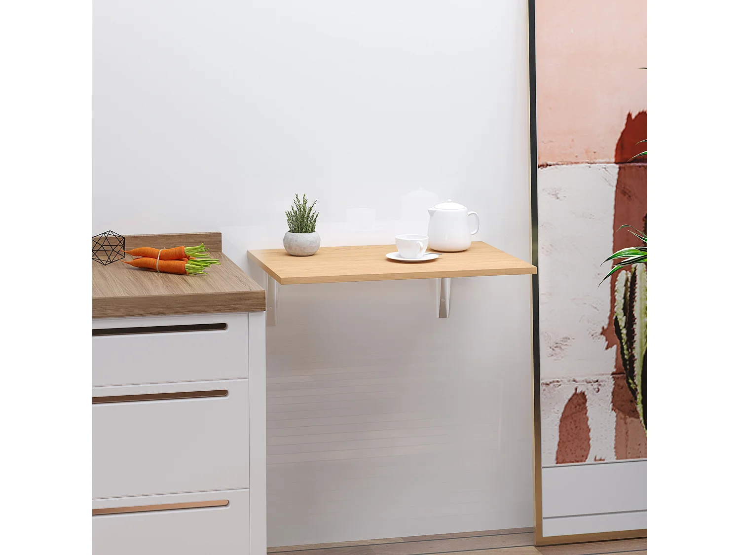 Tavolino a muro pieghevole salvaspazio per studio e cucina