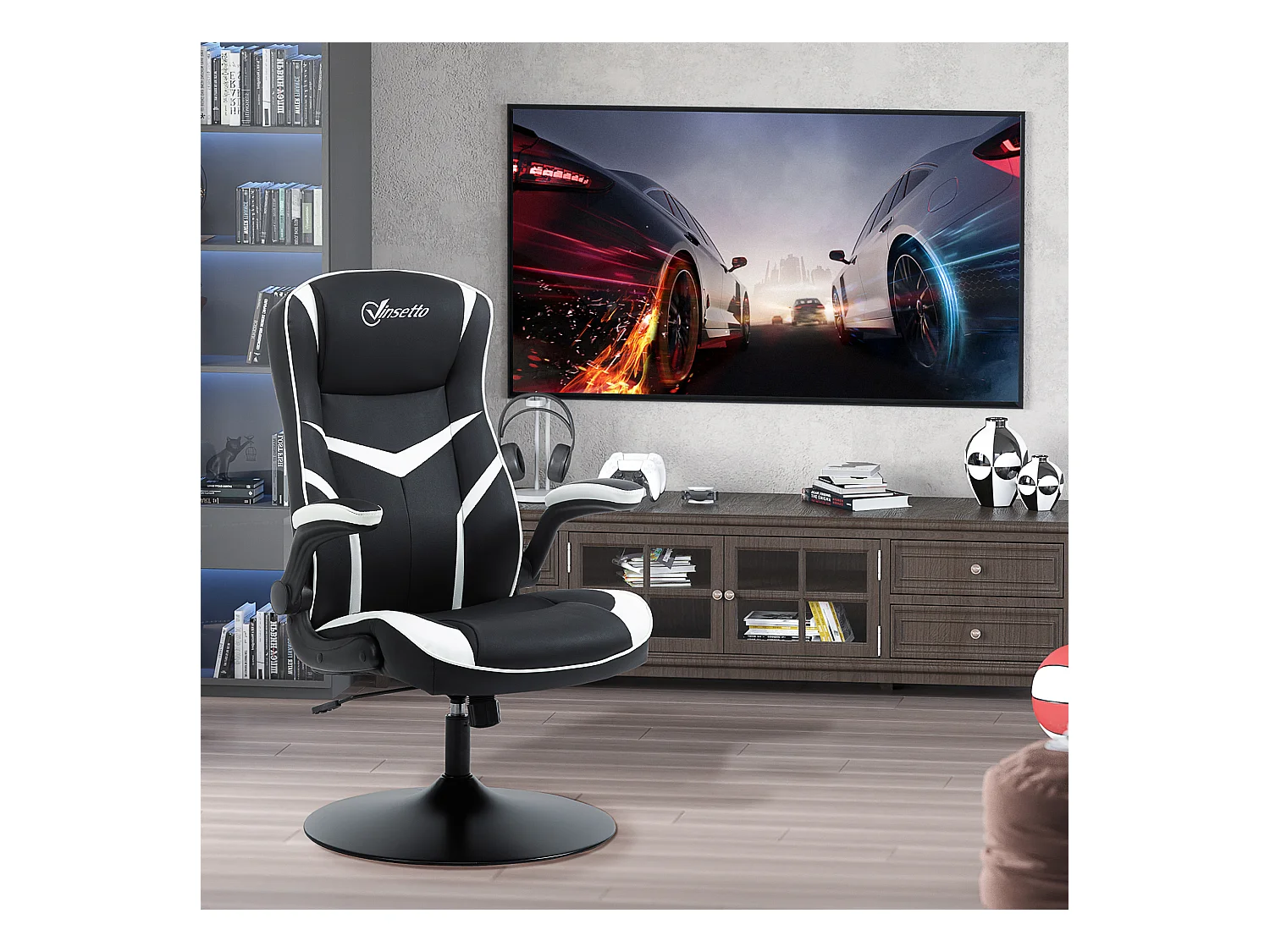 Sedia da gaming con altezza regolabile e braccioli pieghevoli