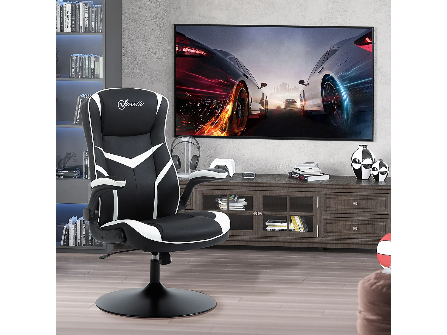 Sedia da gaming con altezza regolabile e braccioli pieghevoli