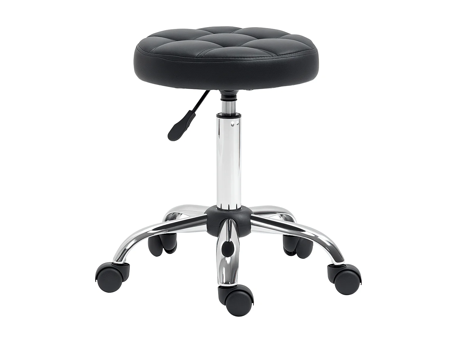 Sgabello girevole rotondo con ruote e altezza regolabile nero