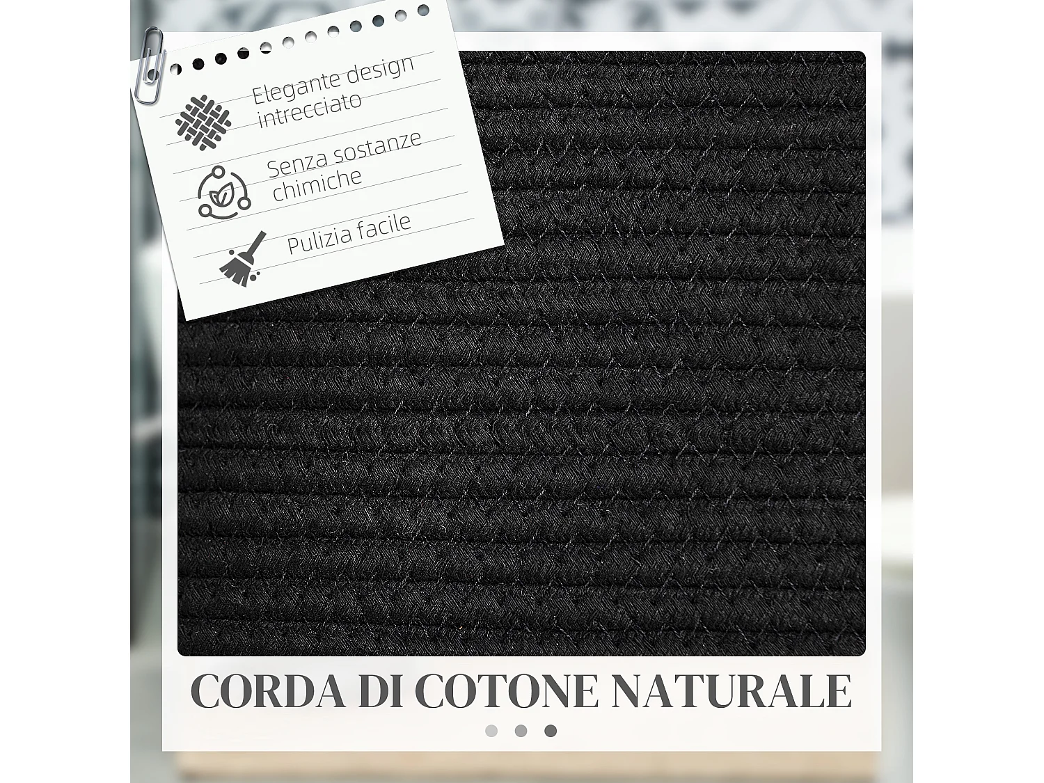 Cesto portabiancheria da 88l portatile e pieghevole Ø56x35.5 cm nero