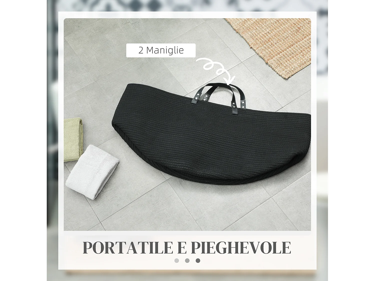 Cesto portabiancheria da 88l portatile e pieghevole Ø56x35.5 cm nero