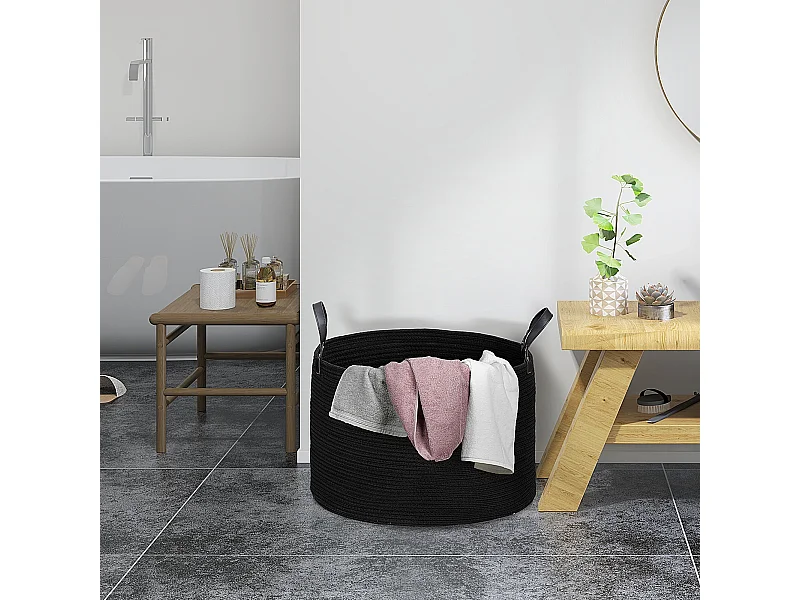 Cesto portabiancheria da 88l portatile e pieghevole Ø56x35.5 cm nero