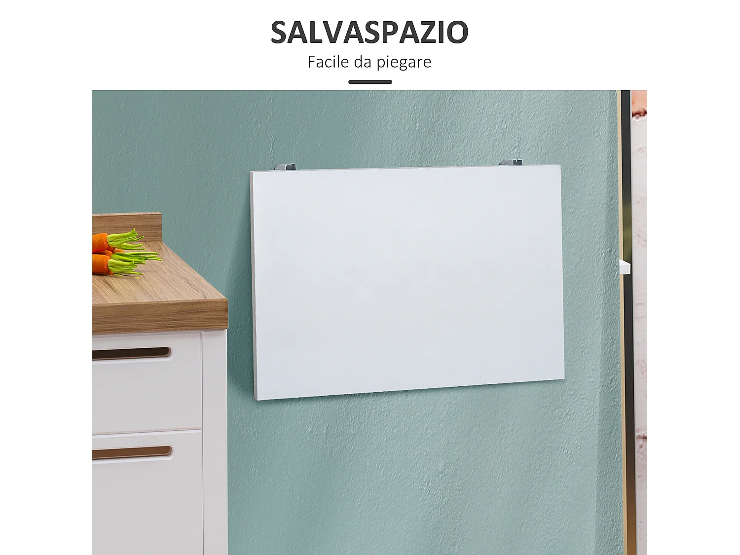 Tavolino a muro pieghevole salvaspazio per studio e cucina