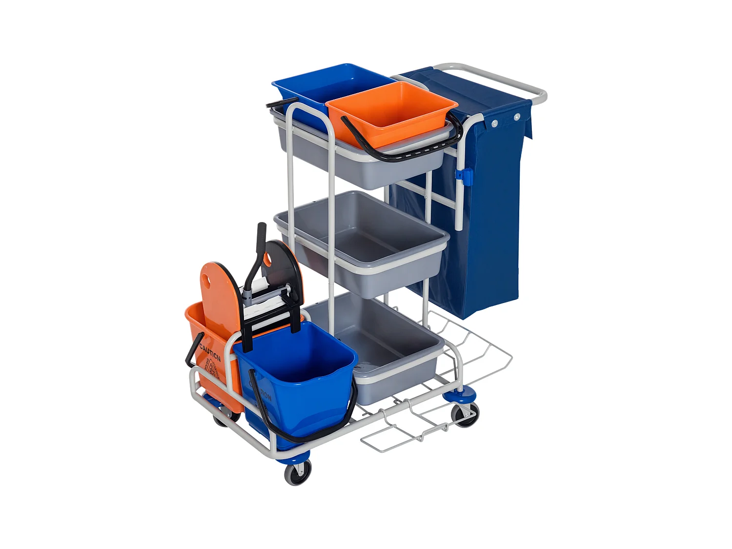 Carrello per Pulizie Professionale Secchio con Strizzatore e Rotelle