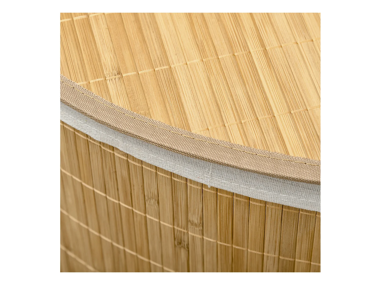 Cesto portabiancheria con coperchio triangolare in bambù color legno