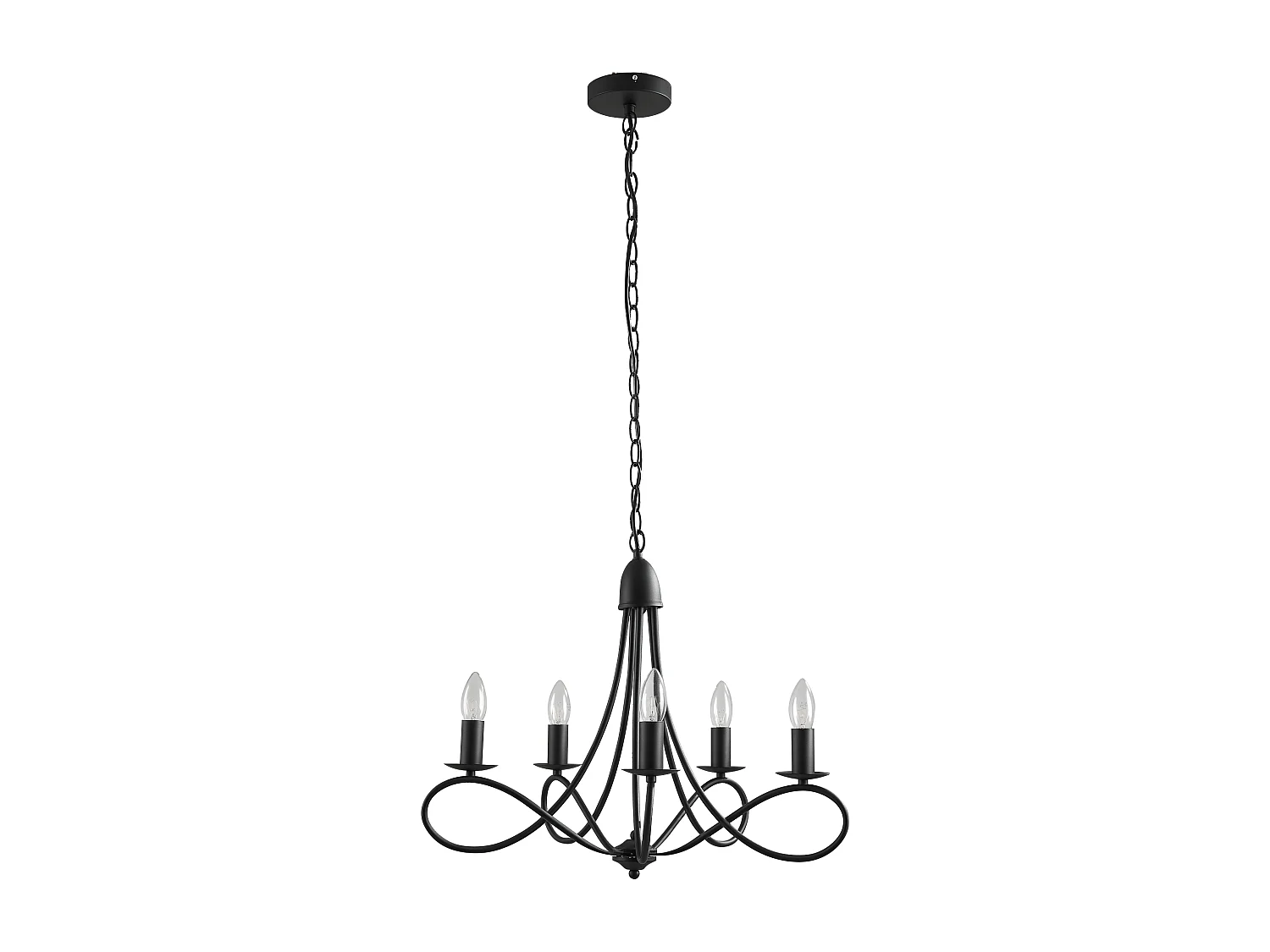 Lampadario a soffitto stile rustico in acciaio nero