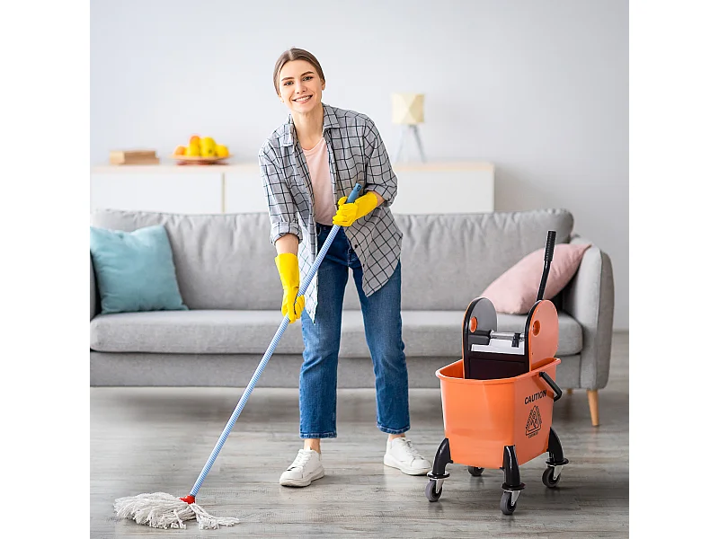 Carrello Lavapavimenti Professionale Secchio 26L e Strizzatore Rimovibile