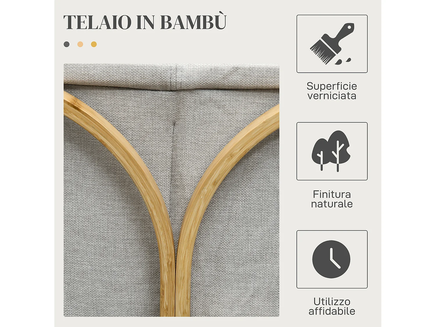 Portabiancheria a 2 cesti con coperchio in bambù e poliestere