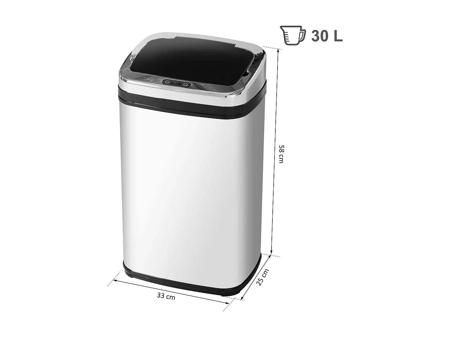 Pattumiera automatica 30l con sensore elettrico in acciaio inox