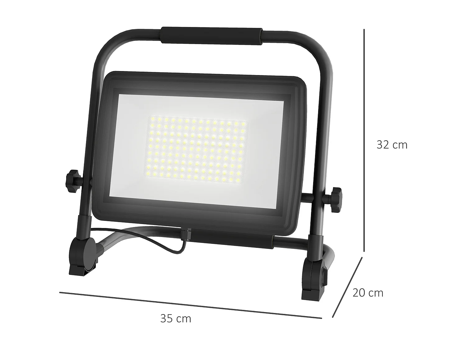 Faretto led da lavoro con testa girevole e supporto 35x20x32 cm nero