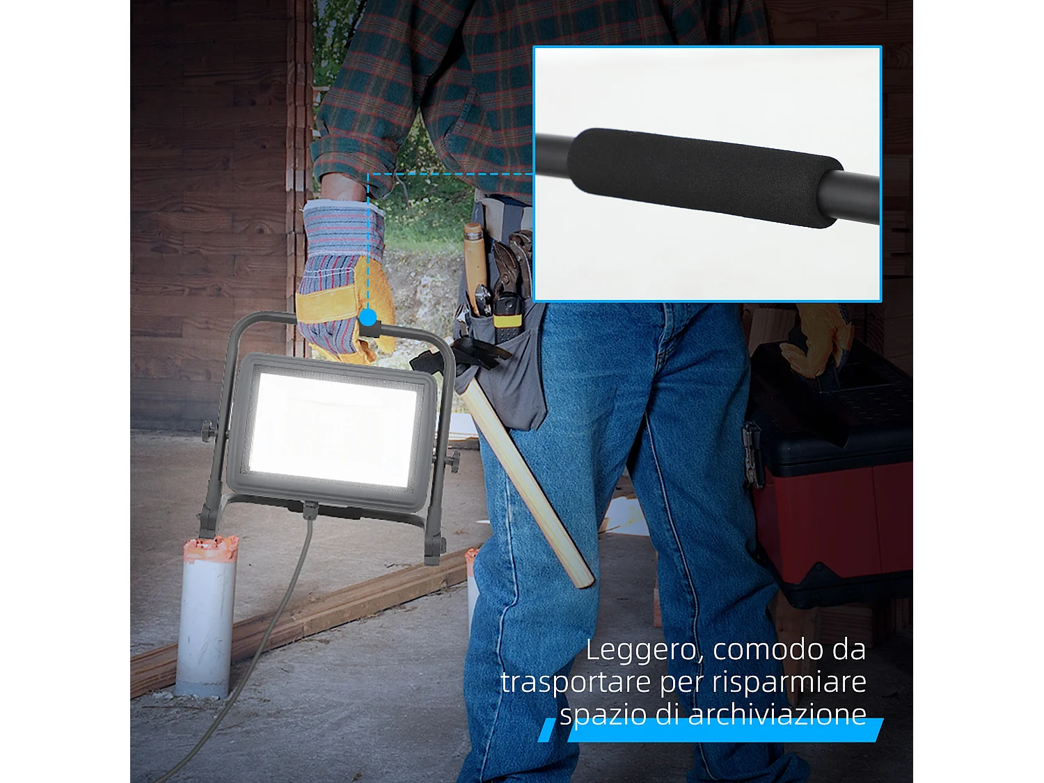 Faretto led da lavoro con testa girevole e supporto 35x20x32 cm nero