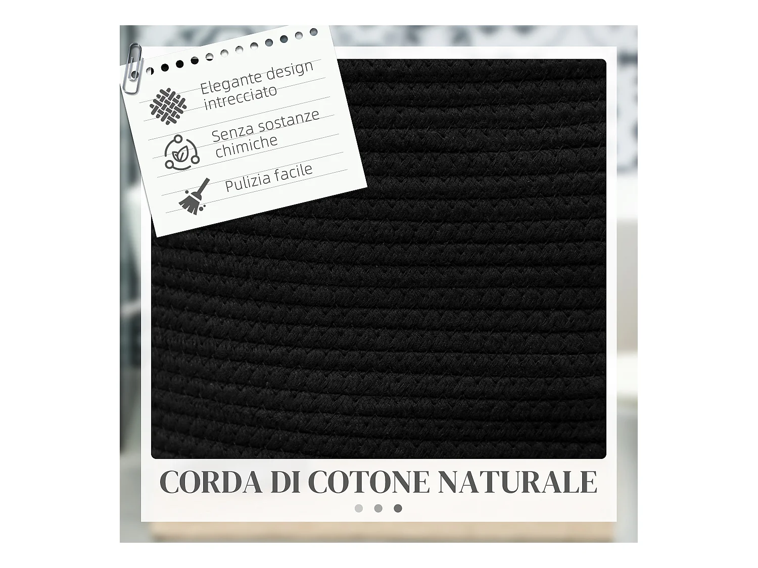 Cesto portabiancheria da 36l portatile e pieghevole Ø38x45 cm nero