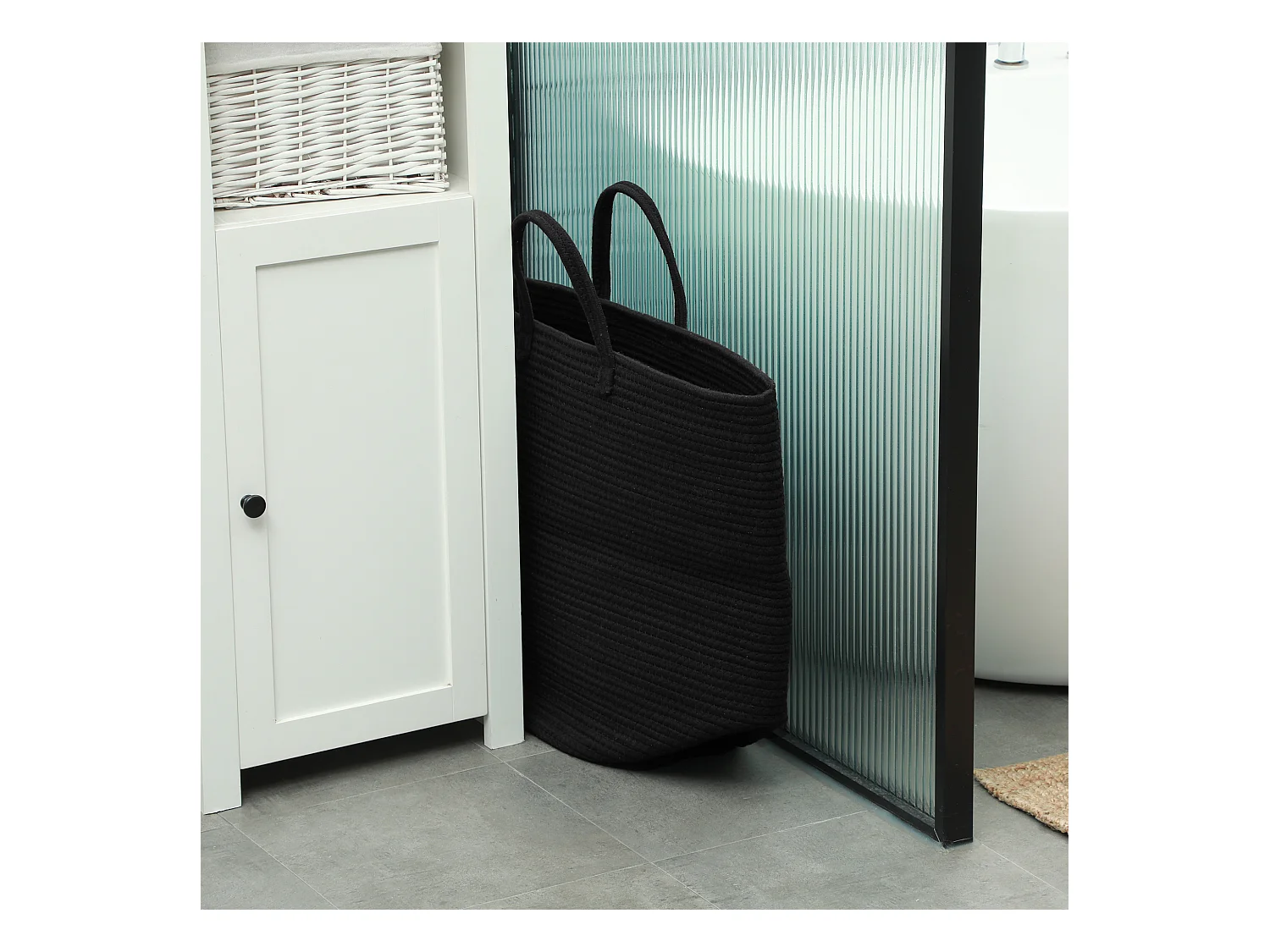 Cesto portabiancheria da 36l portatile e pieghevole Ø38x45 cm nero