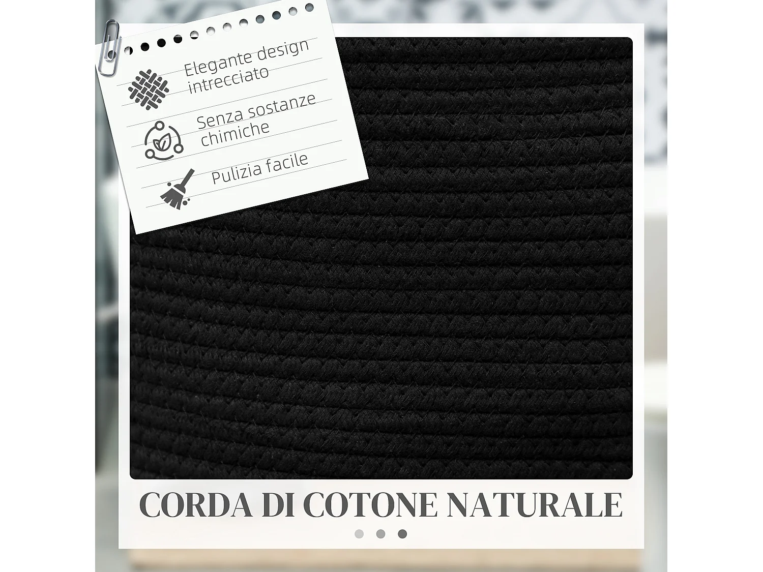 Cesto portabiancheria da 36l portatile e pieghevole Ø38x45 cm nero