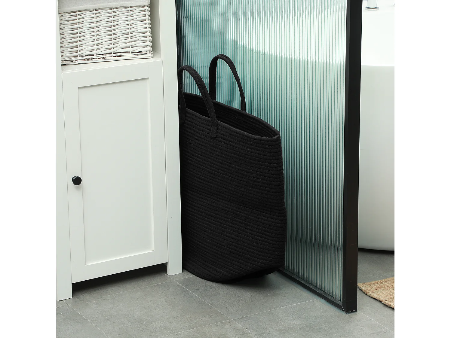 Cesto portabiancheria da 36l portatile e pieghevole Ø38x45 cm nero