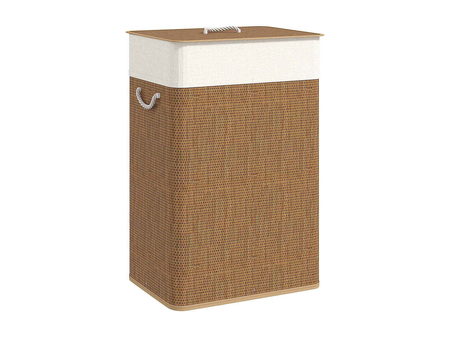 Cesto portabiancheria 72 litri con coperchio in bambù marrone