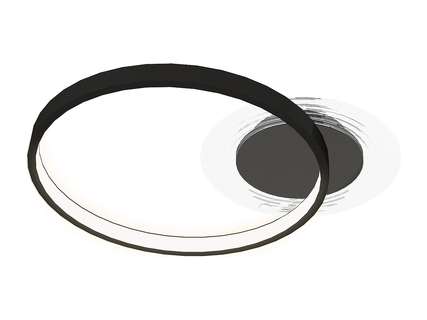 Plafoniera led moderna a 2 anelli con luminosità regolabile nero