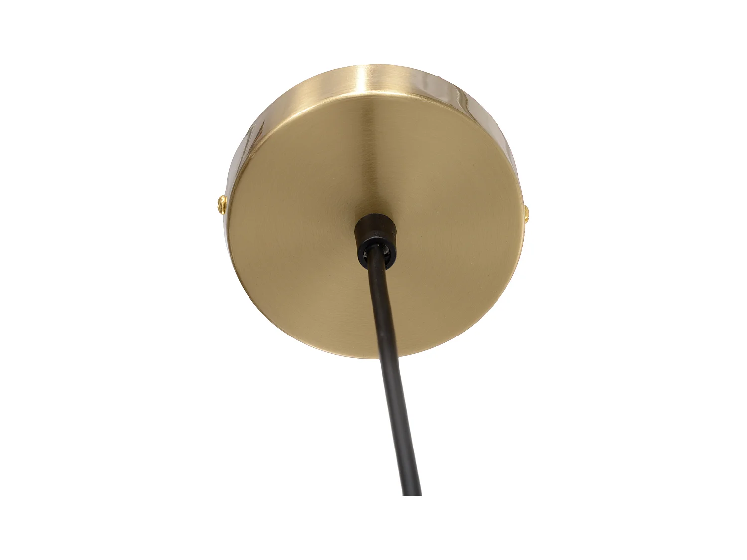 Lampada a sospensione in metallo con 2 paralumi in vetro bianca e oro