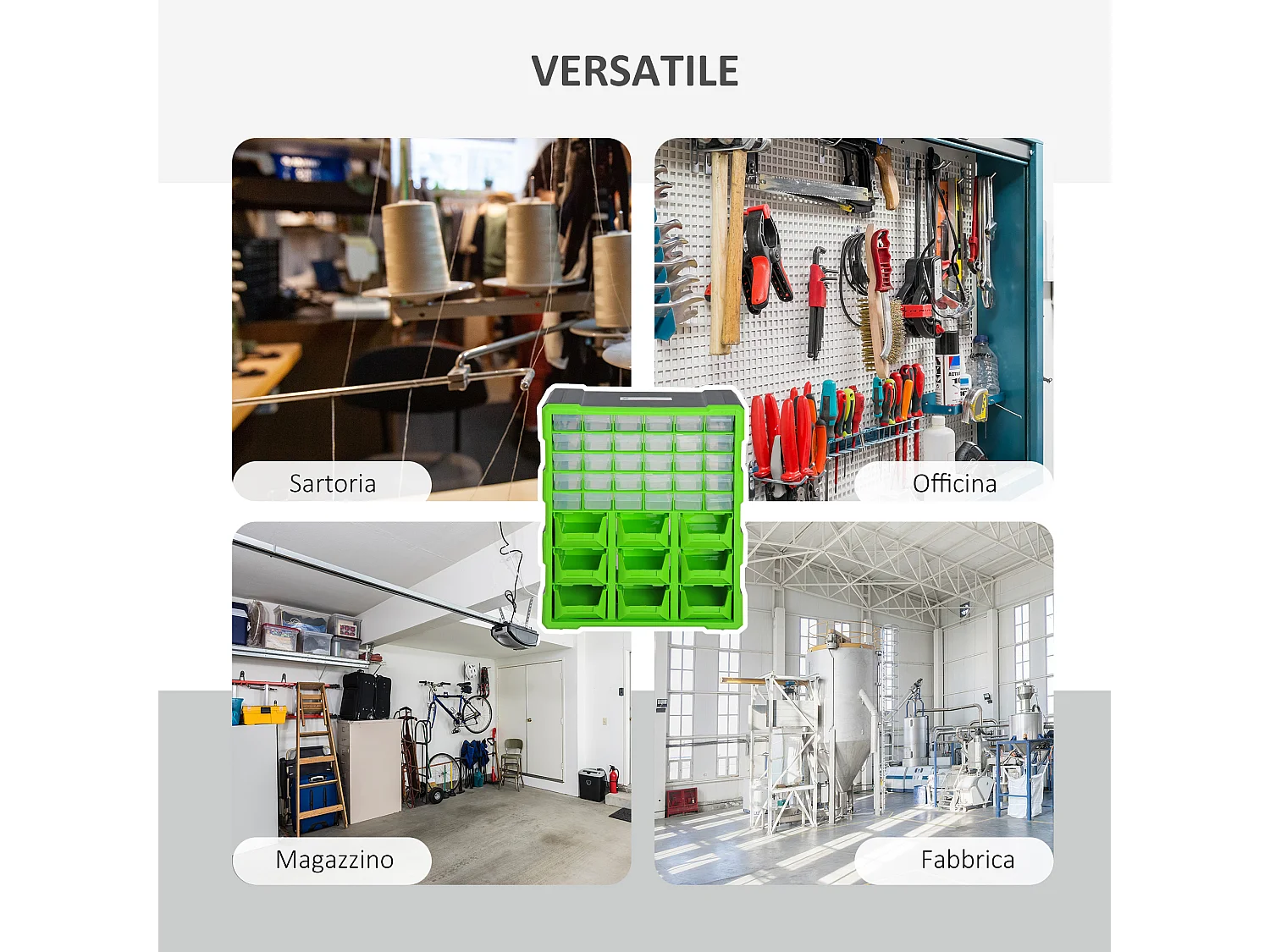 Cassettiera porta minuteria verde 30 cassetti