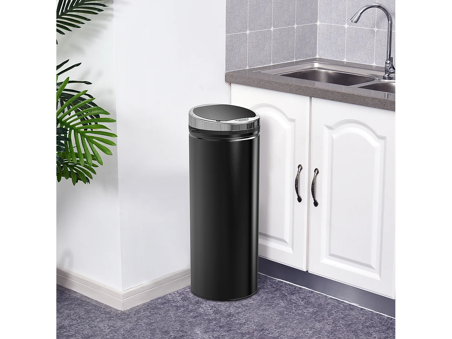 HOMCOM Pattumiera Automatica Sensore Infrarossi da 50L in Acciaio