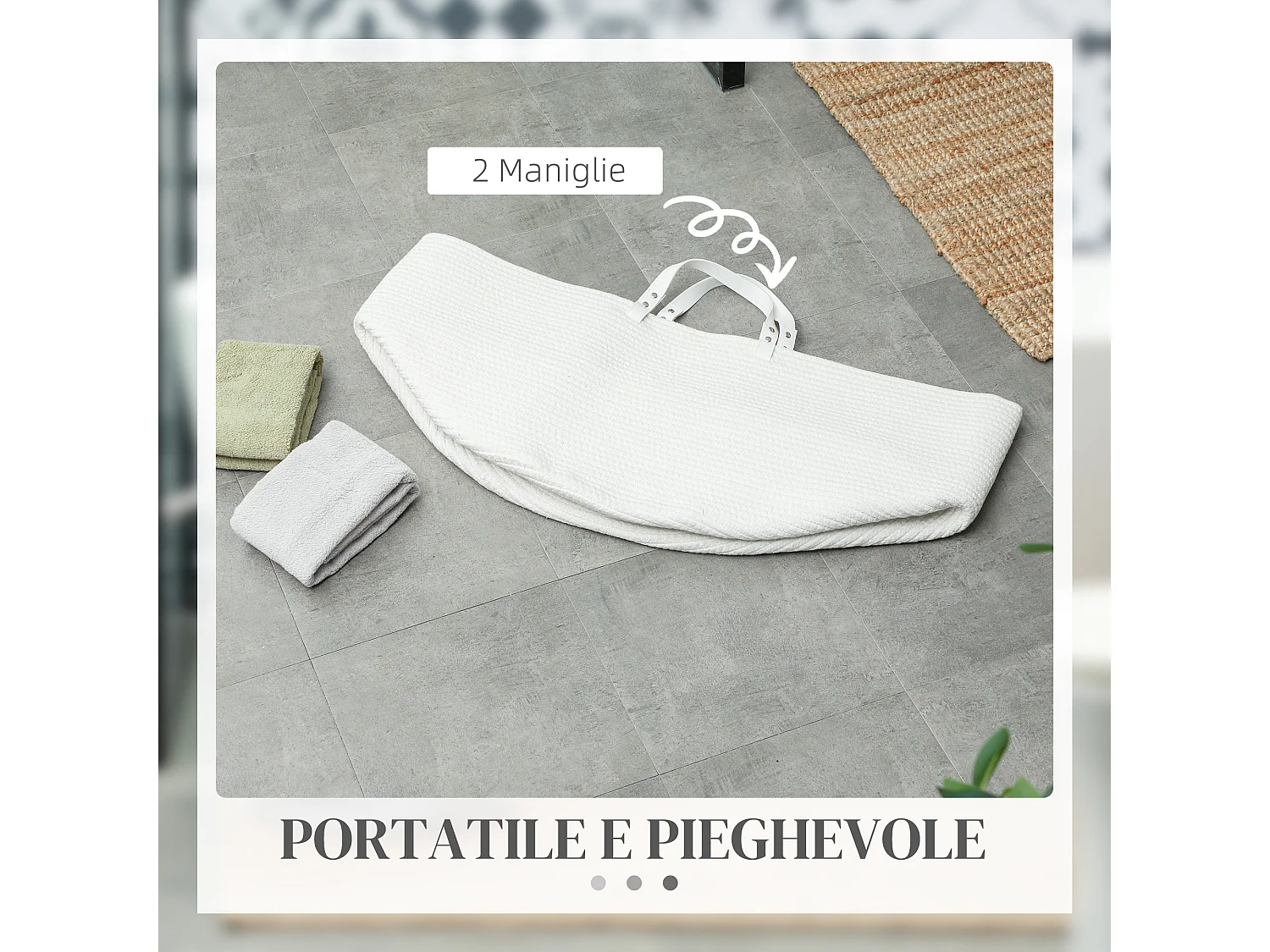 Cesto portabiancheria da 88l portatile e pieghevole Ø56x35.5 cm crema