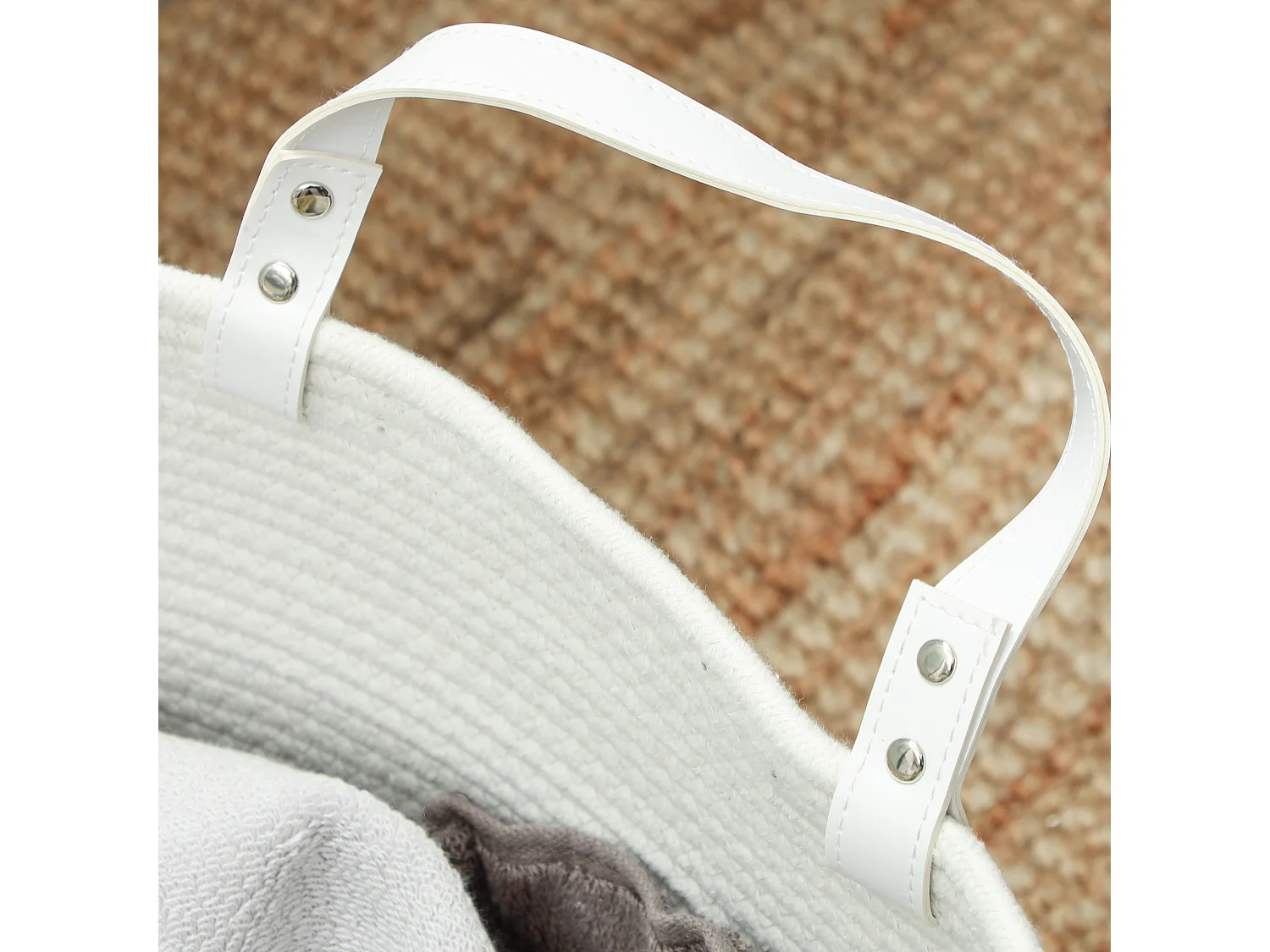 Cesto portabiancheria da 88l portatile e pieghevole Ø56x35.5 cm crema