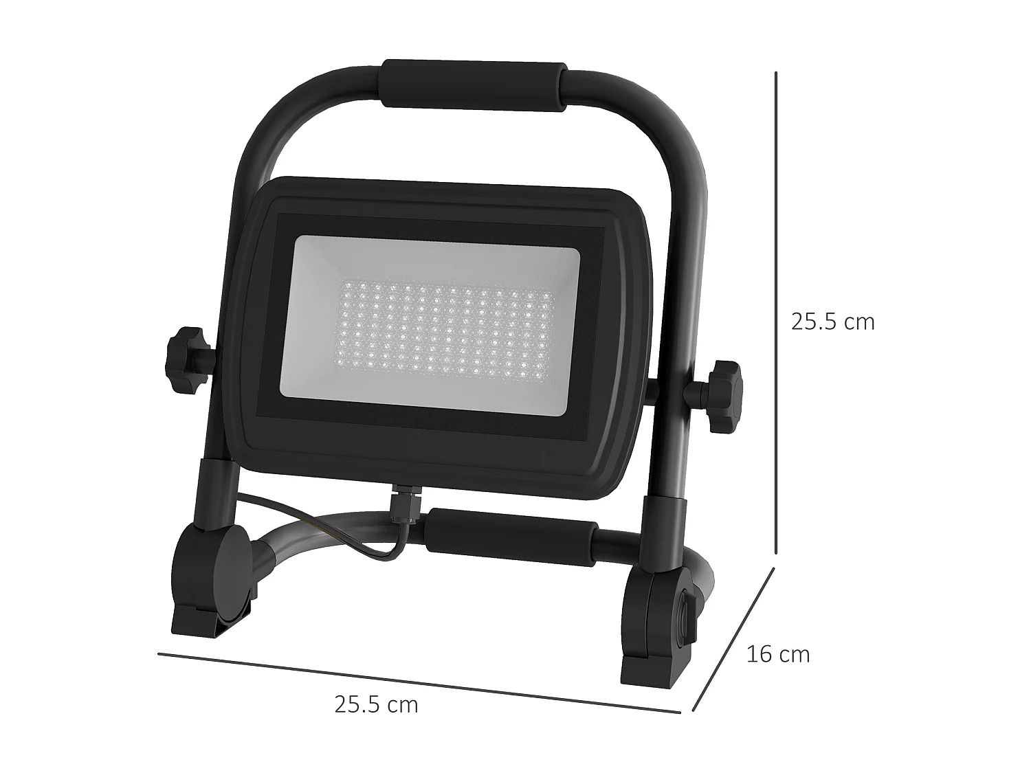 Faretto led da lavoro da 6500k con testa girevole e supporto nero