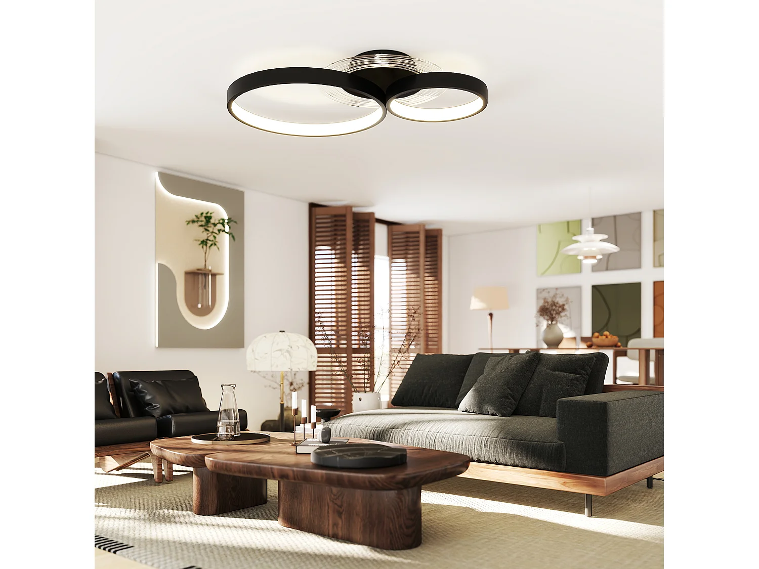 Plafoniera led moderna con luminosità regolabile nero