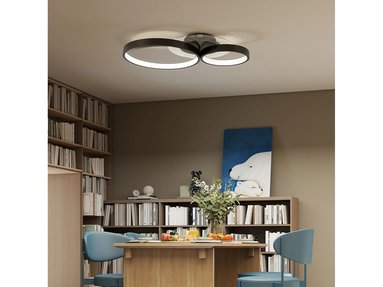 Plafoniera led moderna con luminosità regolabile nero