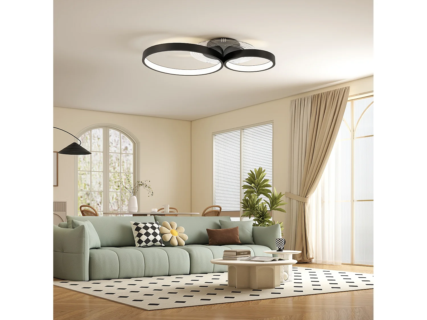 Plafoniera led moderna con luminosità regolabile nero