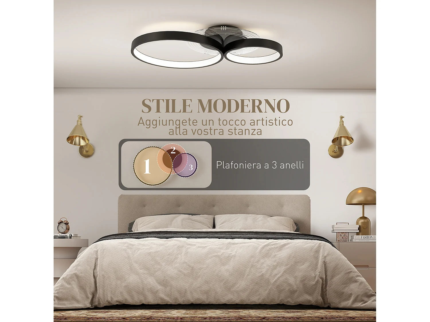 Plafoniera led moderna con luminosità regolabile nero