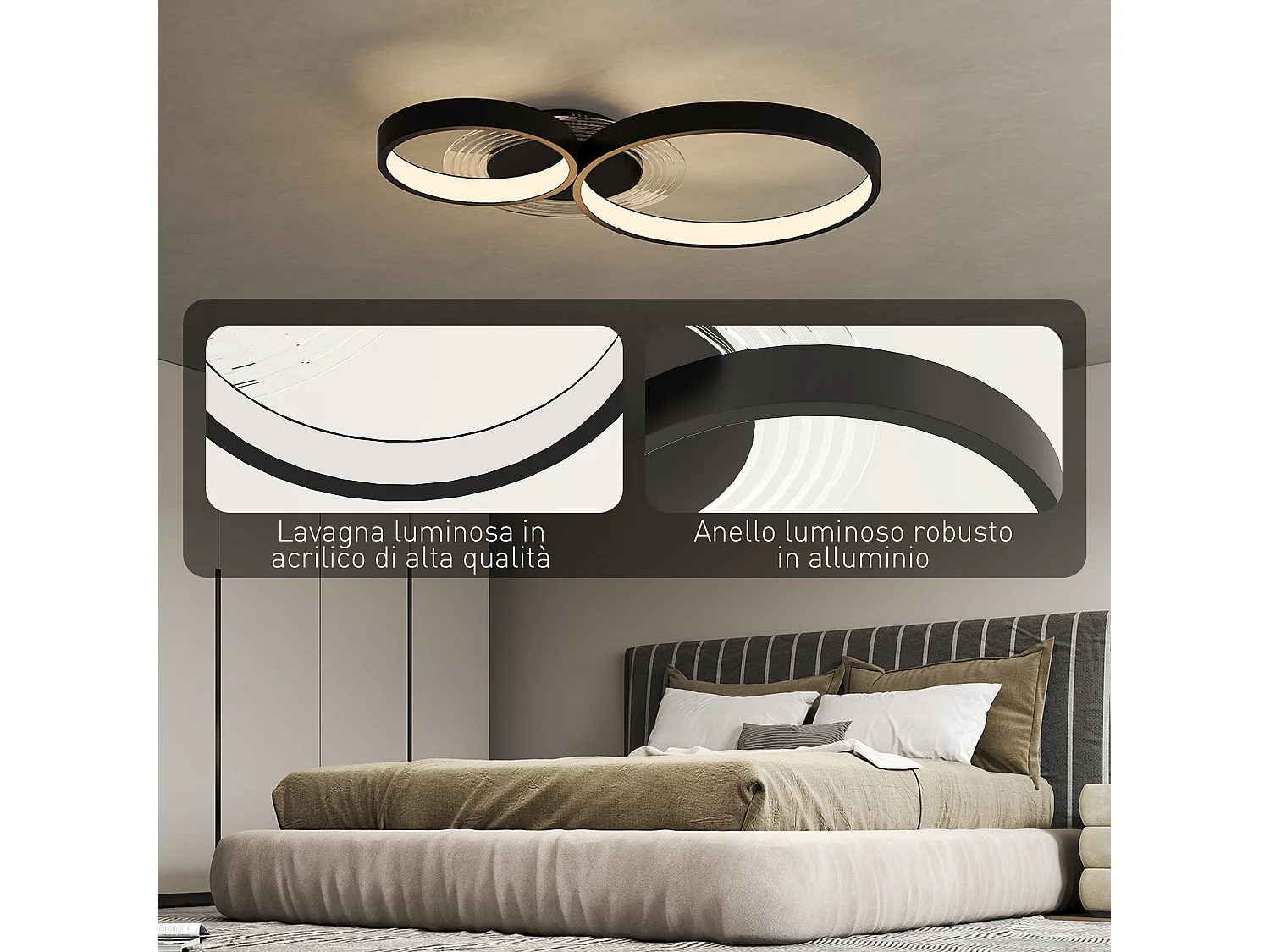 Plafoniera led moderna con luminosità regolabile nero