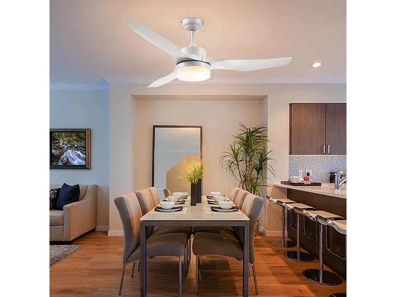 Ventilatore da soffitto luce led 3 modalità 6 velocità bianco