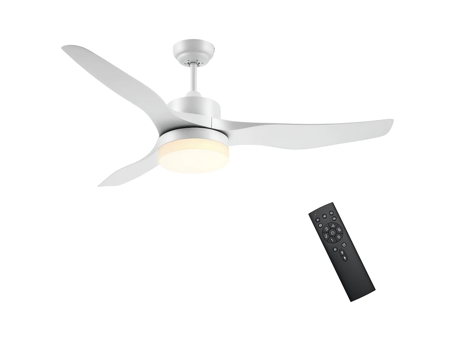 Ventilatore da soffitto luce led 3 modalità 6 velocità bianco