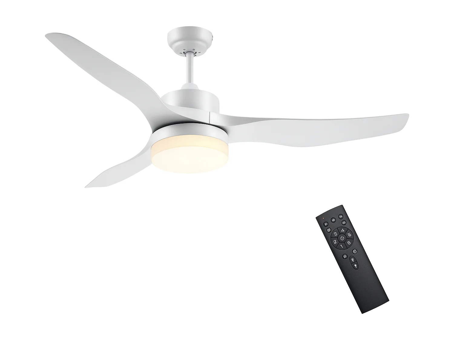 Ventilatore da soffitto luce led 3 modalità 6 velocità bianco