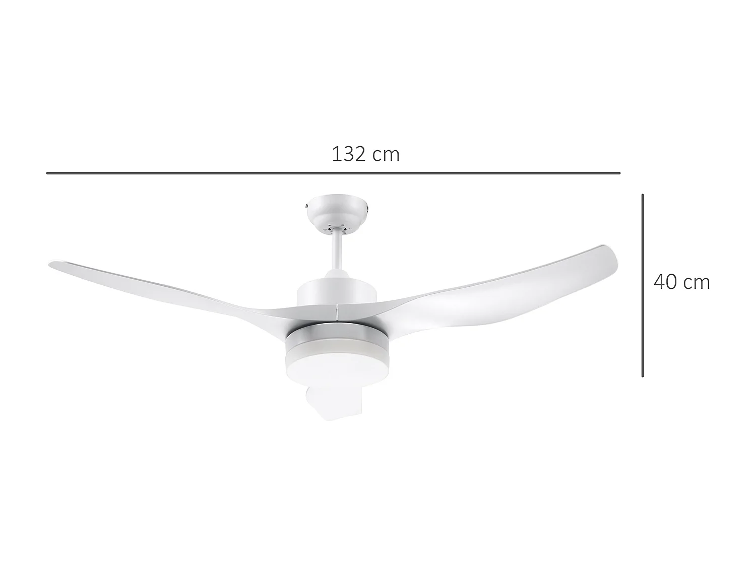 Ventilatore da soffitto luce led 3 modalità 6 velocità bianco