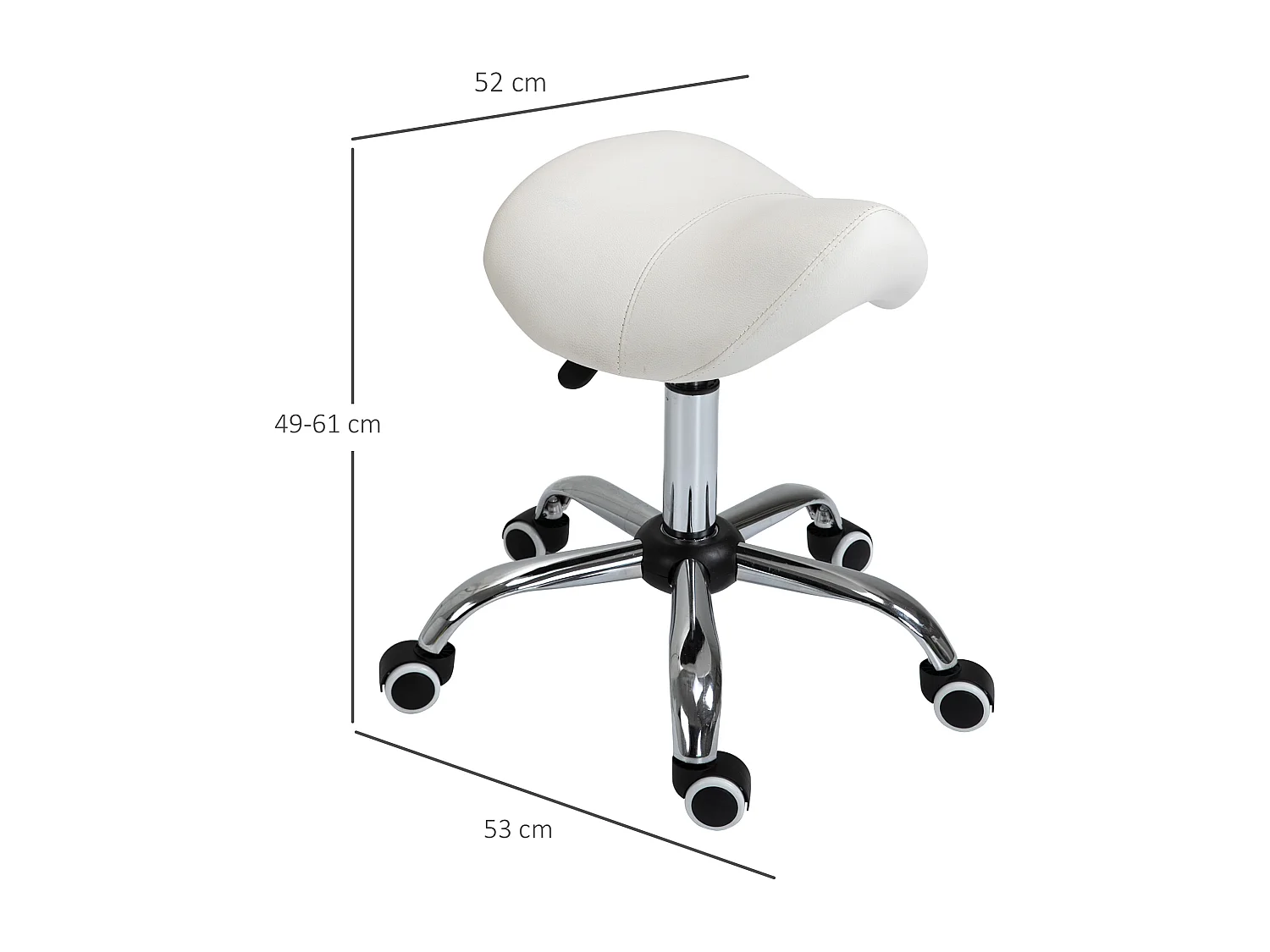 Sgabello da lavoro con ruote altezza regolabile in PU beige