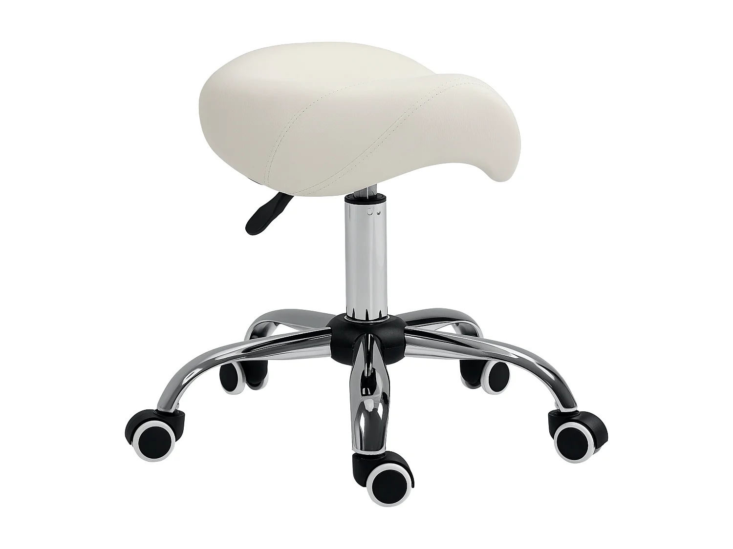 Sgabello da lavoro con ruote altezza regolabile in PU beige