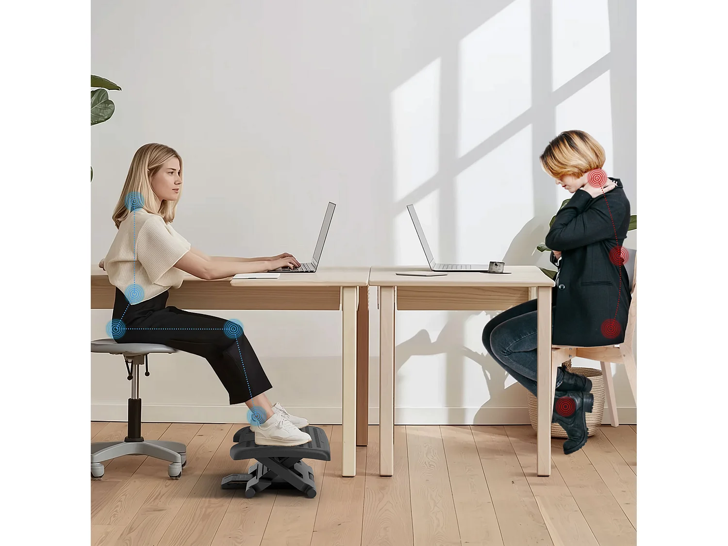 Poggiapiedi da scrivania regolabile massaggiante ed ergonomico nero