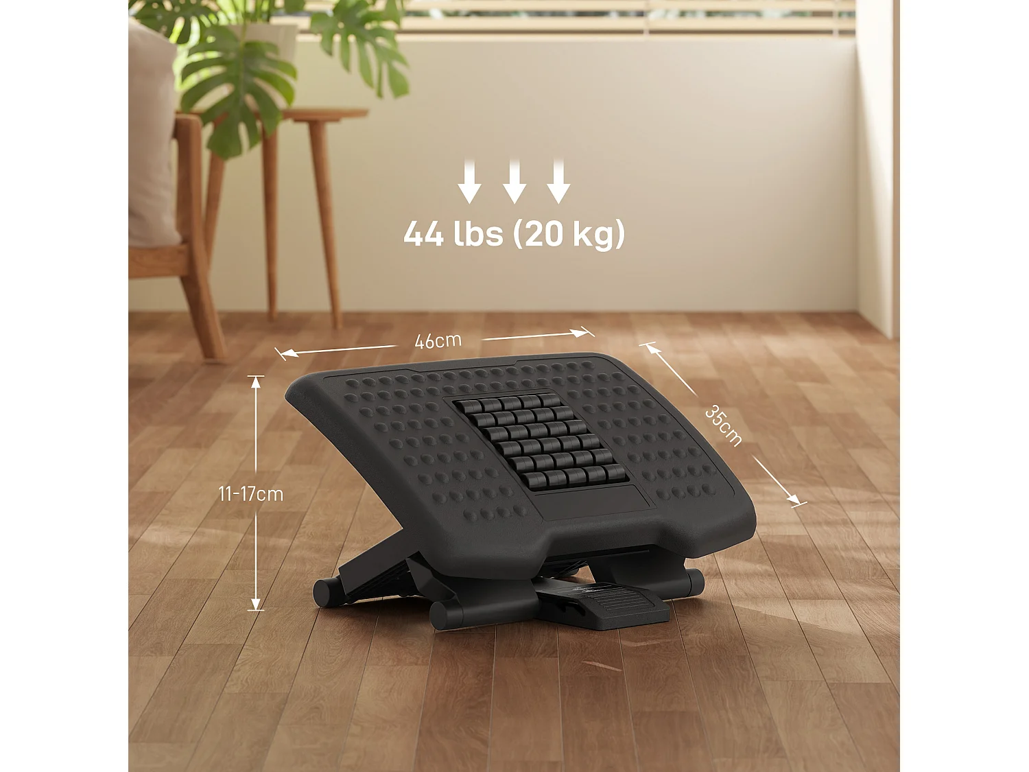 Poggiapiedi da scrivania regolabile massaggiante ed ergonomico nero