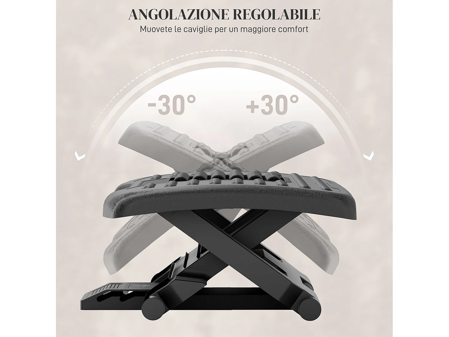 Poggiapiedi da scrivania regolabile massaggiante ed ergonomico nero